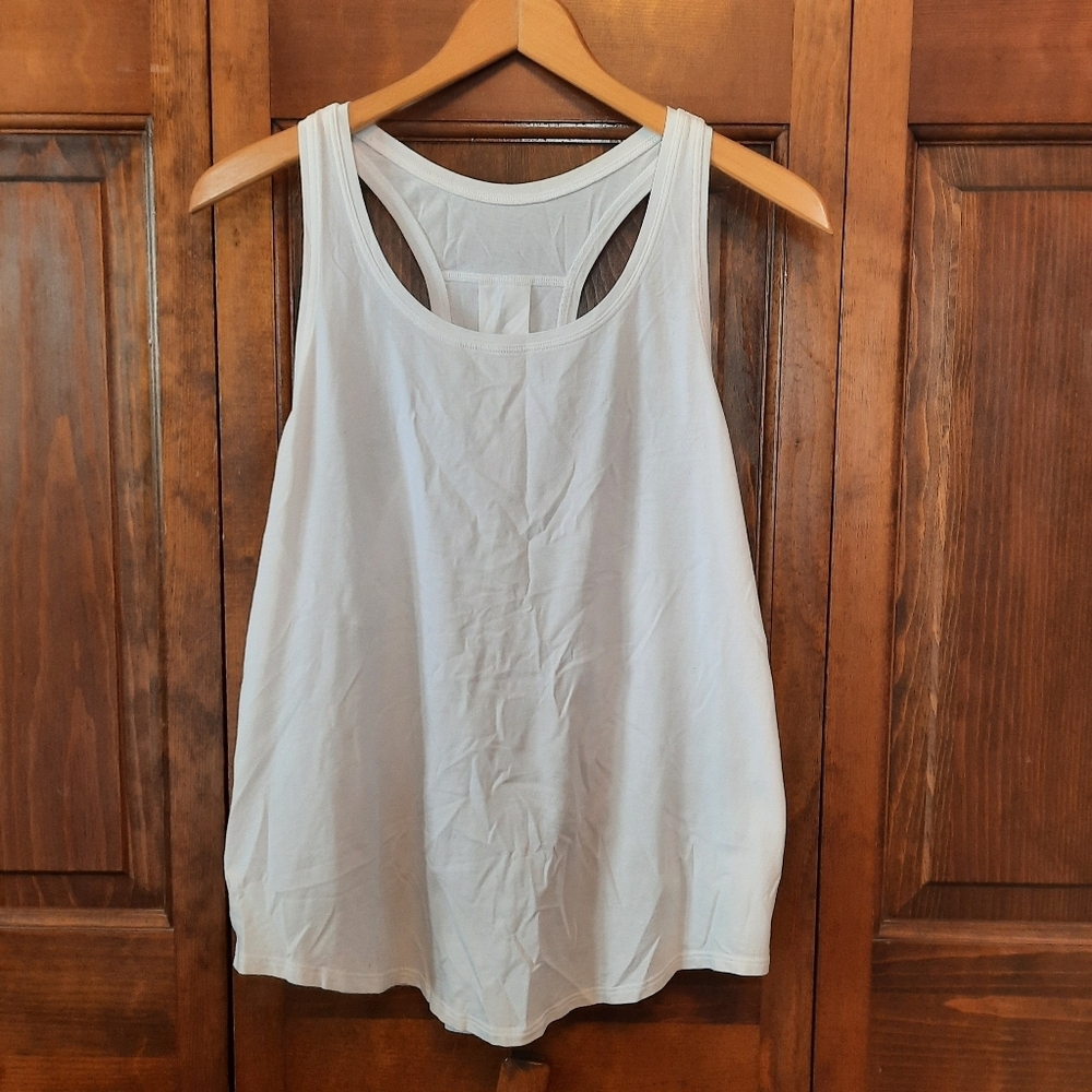 🛍 Lululemon Love Tank *Pleated White Cotton Racerback Tank Top Athletic Yoga - Picture 4 of 14